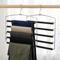 2 Pack 5 Tier Pants Hanger, MultiTier Pants Hangers Space Saving, 5Layer Swing Arm Pant Hanger, Stainless Steel Closet Organiz