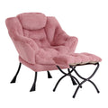 LITA Lazy Chair with Ottoman, Modern Accent Leisure Upholstered Sofa Chair, Lounge Reading Chair with Armrests and a Side Pocket