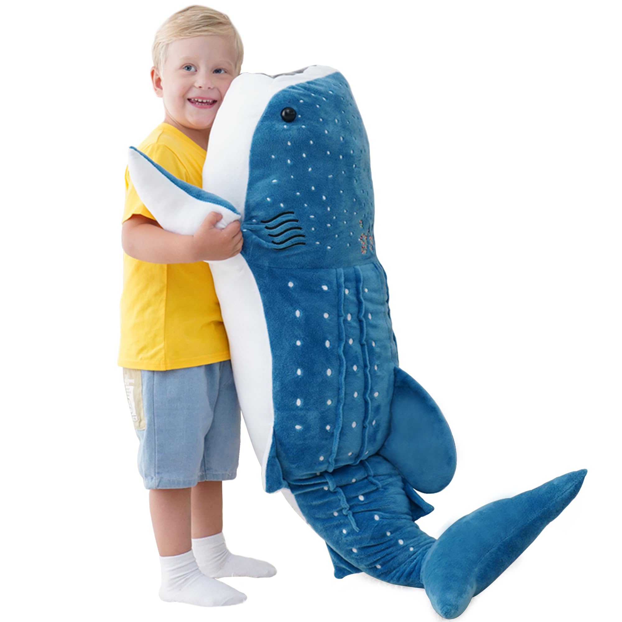 Mukouxun 39Inch Whale Shark Stuffed Animal Giant Whale Shark Plush Pillow Toy Realistic Big Whale Shark Stuffed Animals Plush Hu