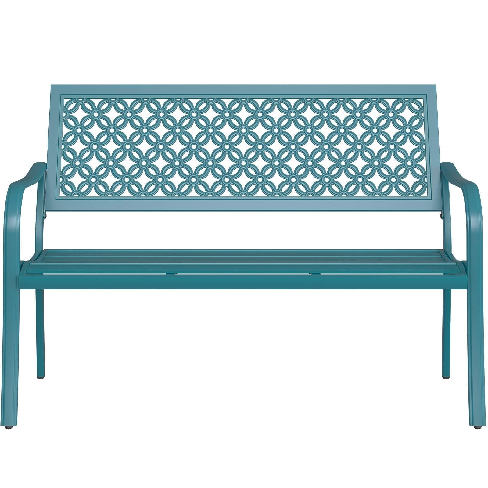 Grand Patio Outdoor Bench, Garden Benches With Anti-Rust Metal Powder Coated Frame, Patio Bench For Front Porch Park Outside Furniture Decor, Lake Shore