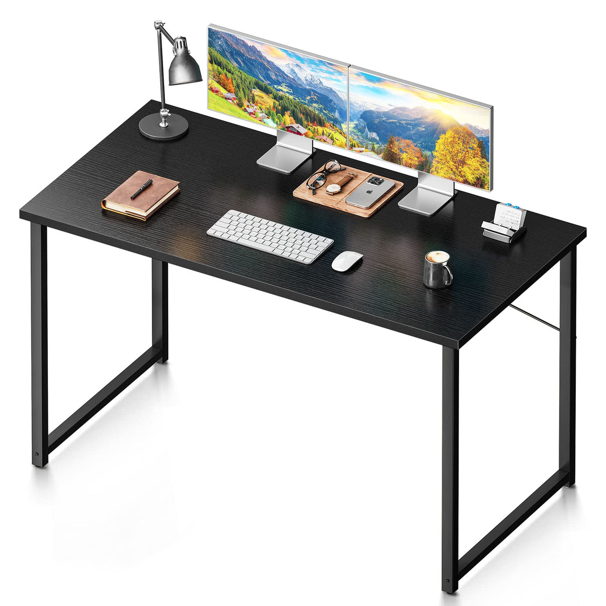 Coleshome 48 Inch Computer Desk, Modern Simple Style Desk For Home Office, Study Student Writing Desk, Black