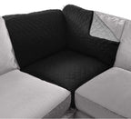 Sofa Shield Patented Sectional Slip Cover, Large Cushion Protector, Reversible Stain And Dog Tear Resistant Slipcover, Quilted Microfiber 30X30” Seat, Washable Covers For Dogs Pets Kids, Black Gray