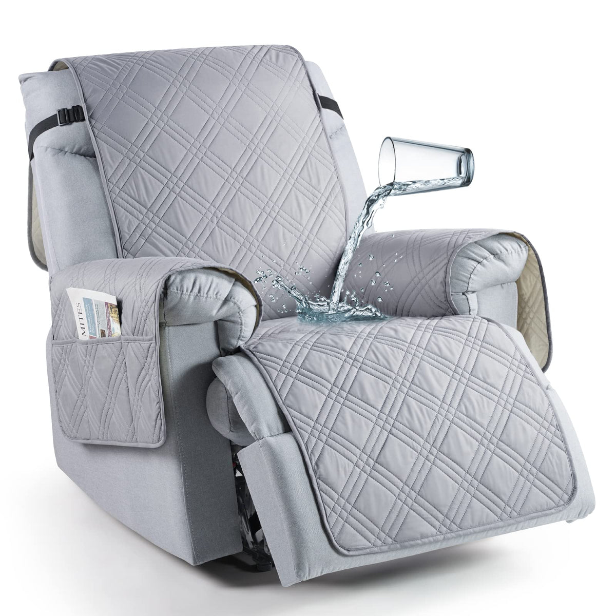 Taococo 100% Waterproof Recliner Chair Cover With Double Straps, Oversized Recliner Covers For Large Recliner Chair, Non Slip Re