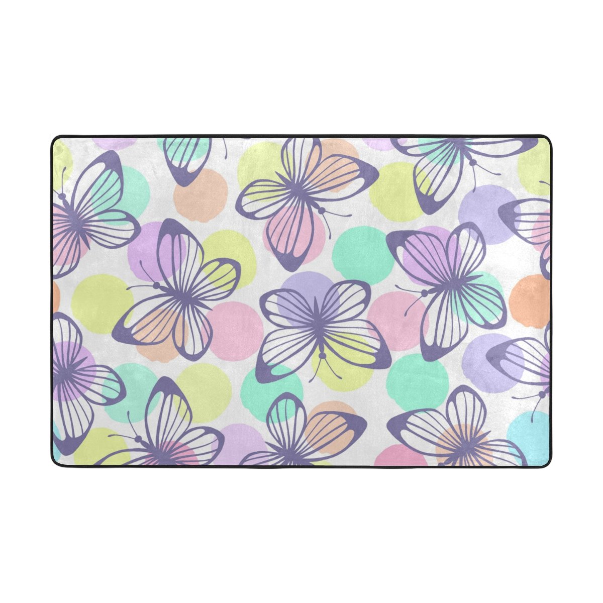 My Little Nest Area Rug Colorful Polka Dots Butterflies Lightweight Doormat 2' X 3', Memory Sponge Indoor Outdoor Decor Carpet For Entrance Living Room Bedroom Office Kitchen Hallway