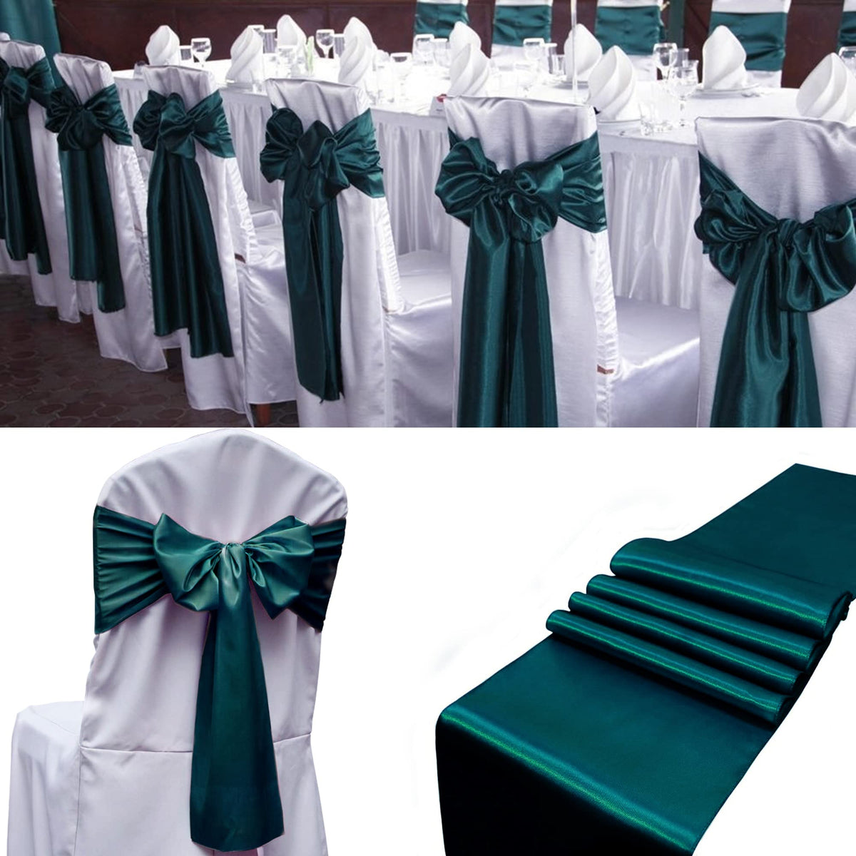 100 Pcs Satin Chair Sashes Decorative Bows Satin Chair Sashes Ties Chair Ribbon Bows Chair Cover Band For Wedding Party Ceremony