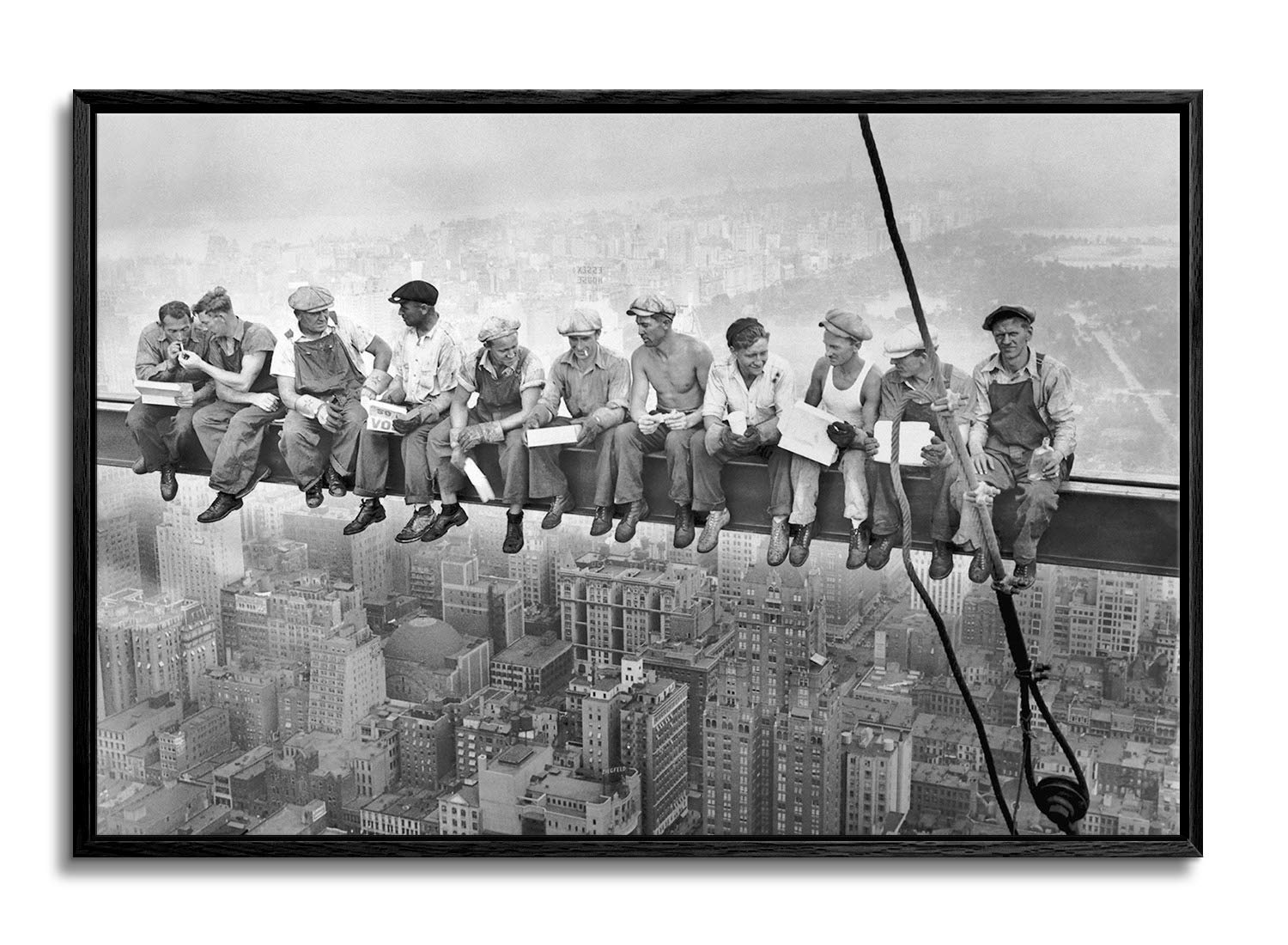 artprints1stop Floating Frame Canvas Print Wall Art - Vintage Photo of The Lunch ATOP a Skyscraper - 36x24 inches