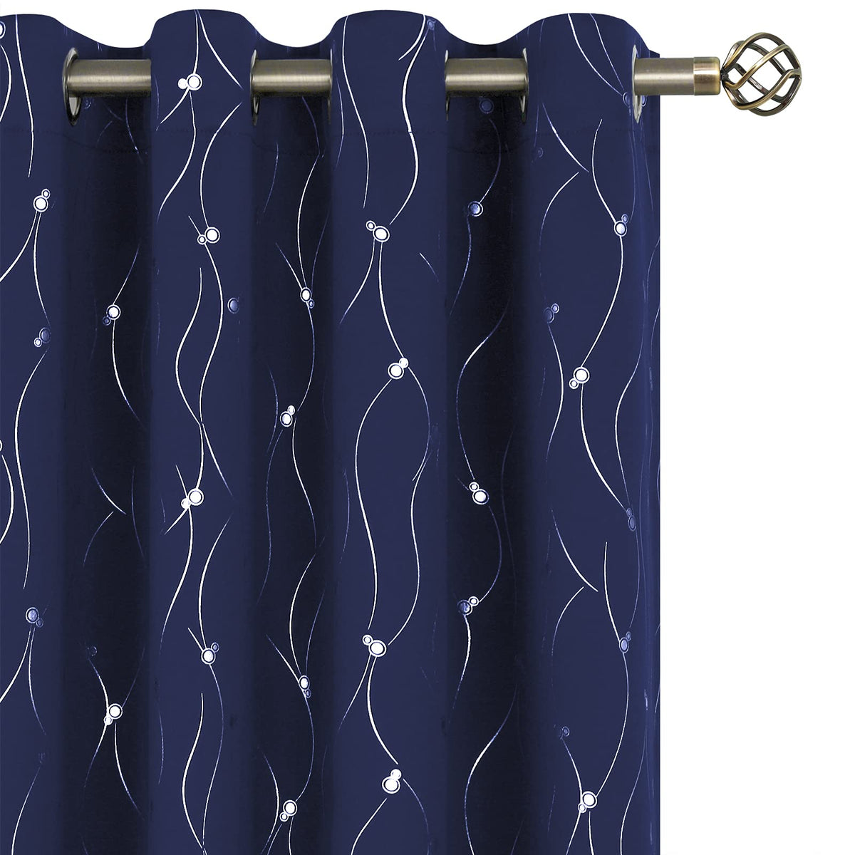 Bgment Blackout Curtains 95 Inch Length 2 Panels Set Grommet Thermal Insulated Room Darkening Window Curtains With Wave Line And