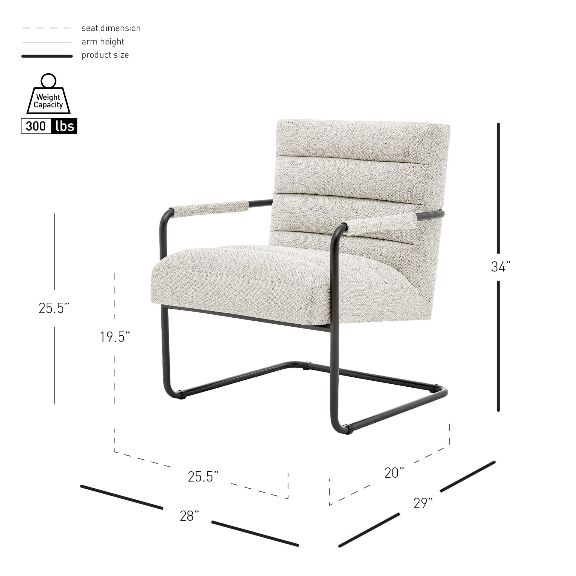 Npd Furniture And More Peyton Fabric Arm Accent Chair, Cream
