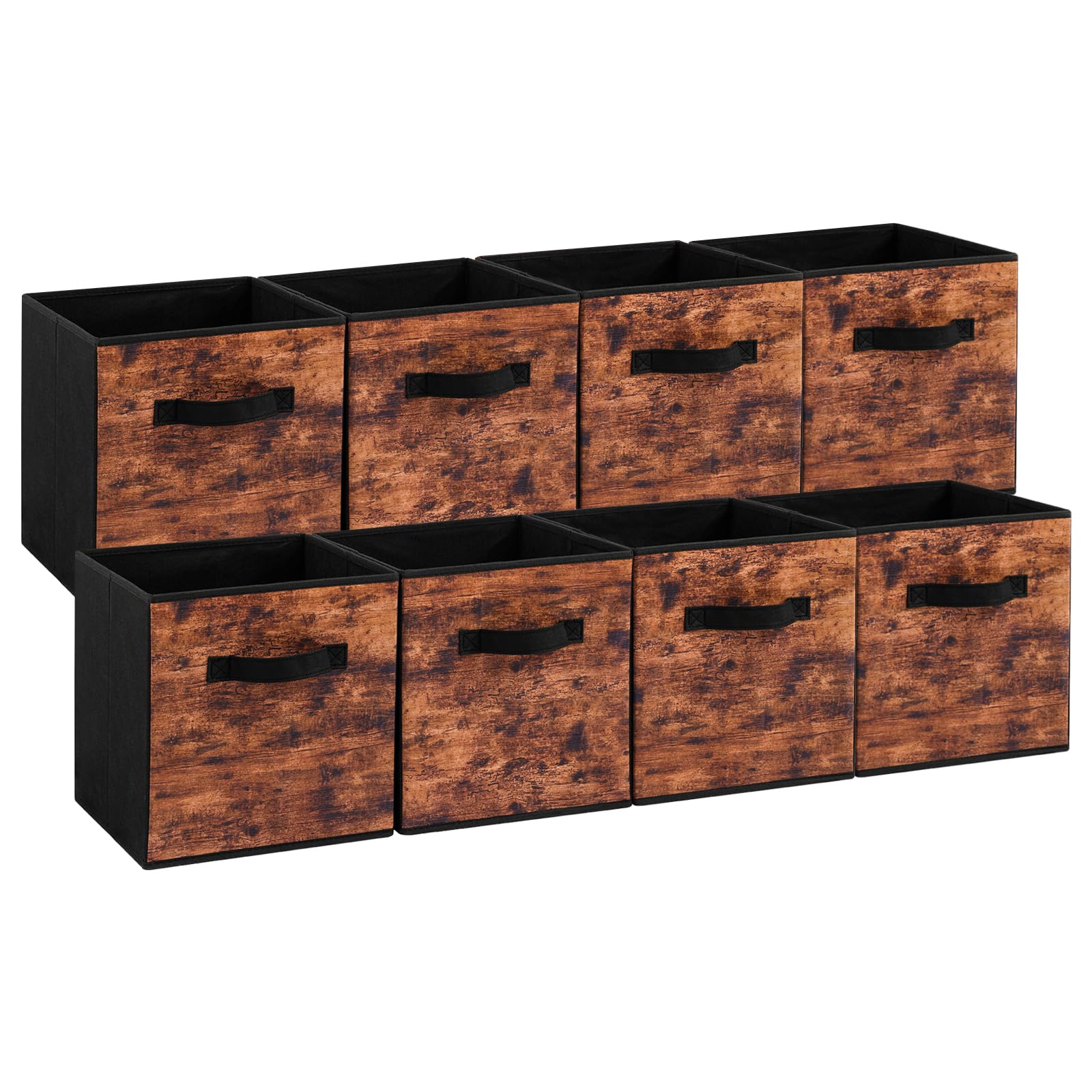 Stero Fabric Storage Cubes, 8 Pack Foldable Storage Bins with Handle, 11 Inch Storage Baskets Box for Shelves, Closet, Organizer