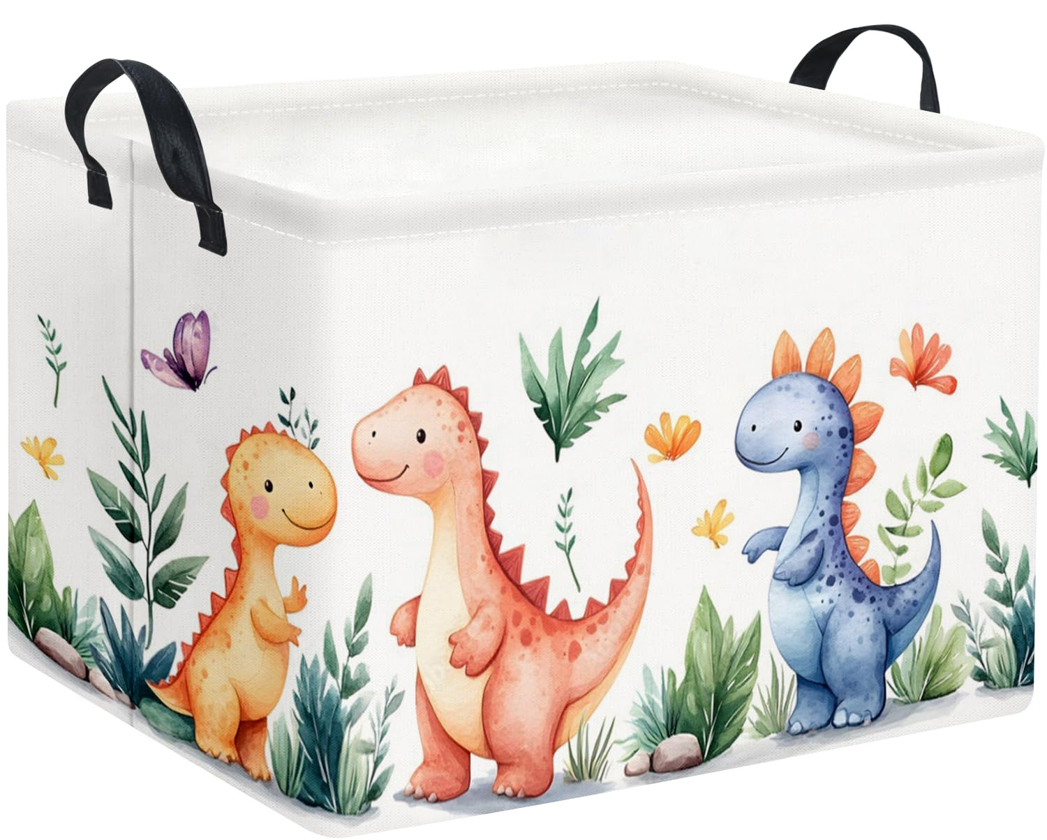 HIYAGON Rectangular Dinosaur Basket Kids Baby Storage Bin Toy Basket Organizer Box for Boys Dinosaur Room Decor(Colorful Dinosau