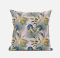 HomeRoots Blue Gray 18â€ Blue Gold Tropical Zippered Suede Throw Pillow