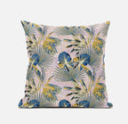 HomeRoots Blue Gray 18â€ Blue Gold Tropical Zippered Suede Throw Pillow