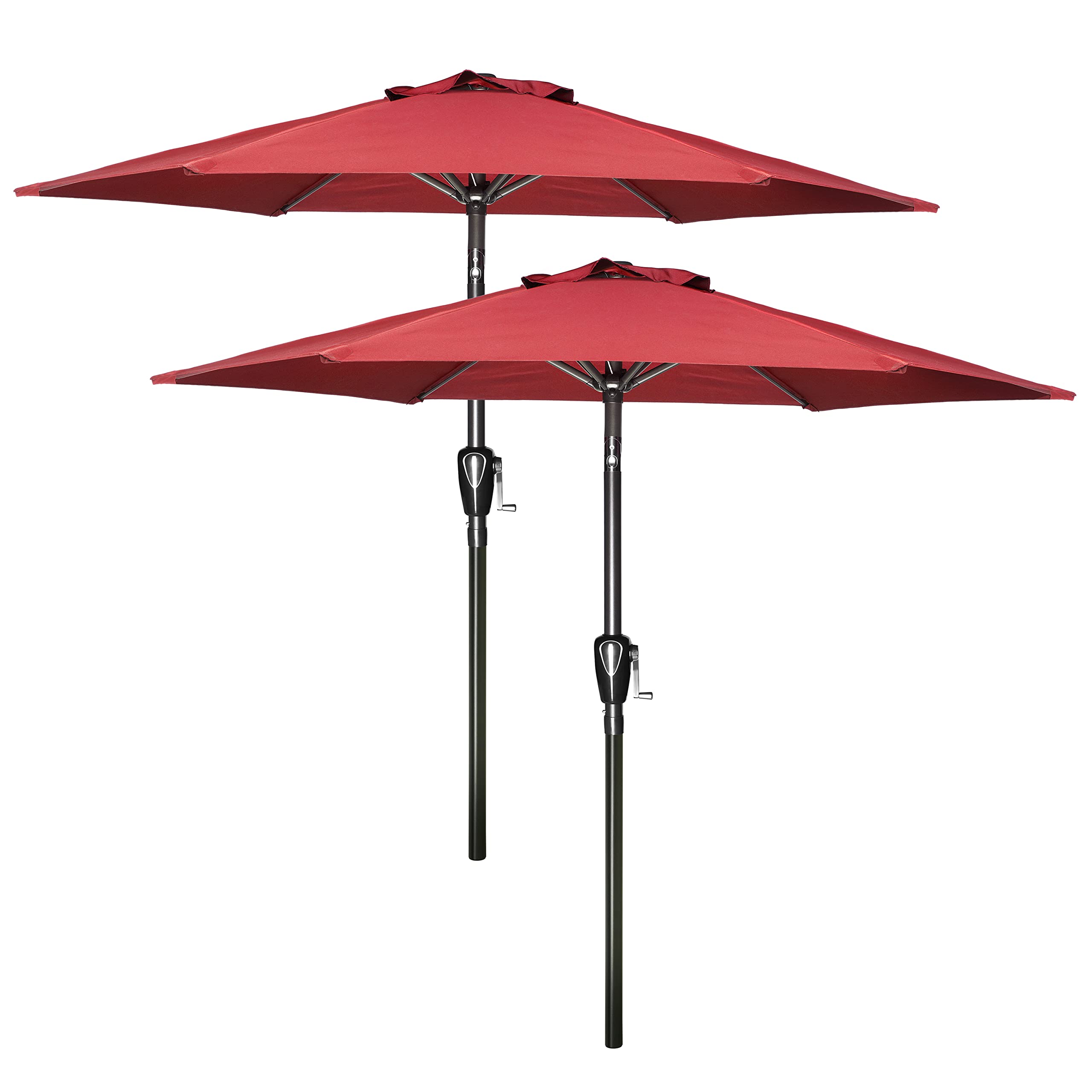 Simple Deluxe 2Pack 7.5Ft Patio Umbrella Outdoor Table Market Yard Umbrella With Push Button Tilt/Crank, 6 Sturdy Ribs For Garde