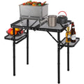 REDCAMP 35x16 Folding Grill Table for Outside with 2 Side Tables, 4 Adjustable Heights Portable Small Stand Table for Outdoor In