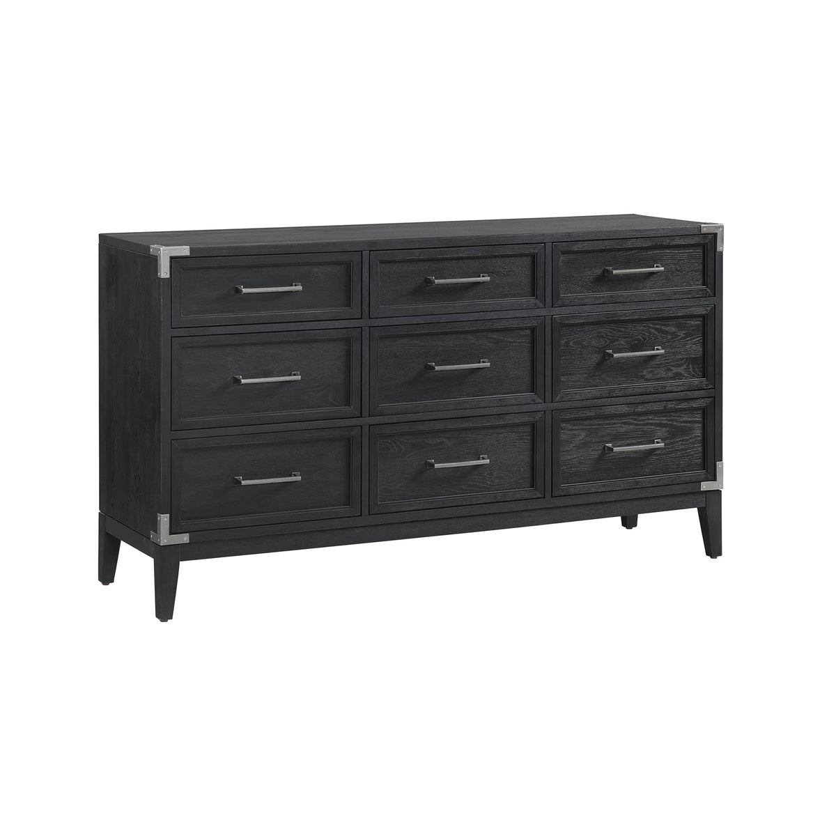 Intercon Laguna 66&quot; Wide Bedroom Dresser with 9 Drawers, Weathered Steel Furniture