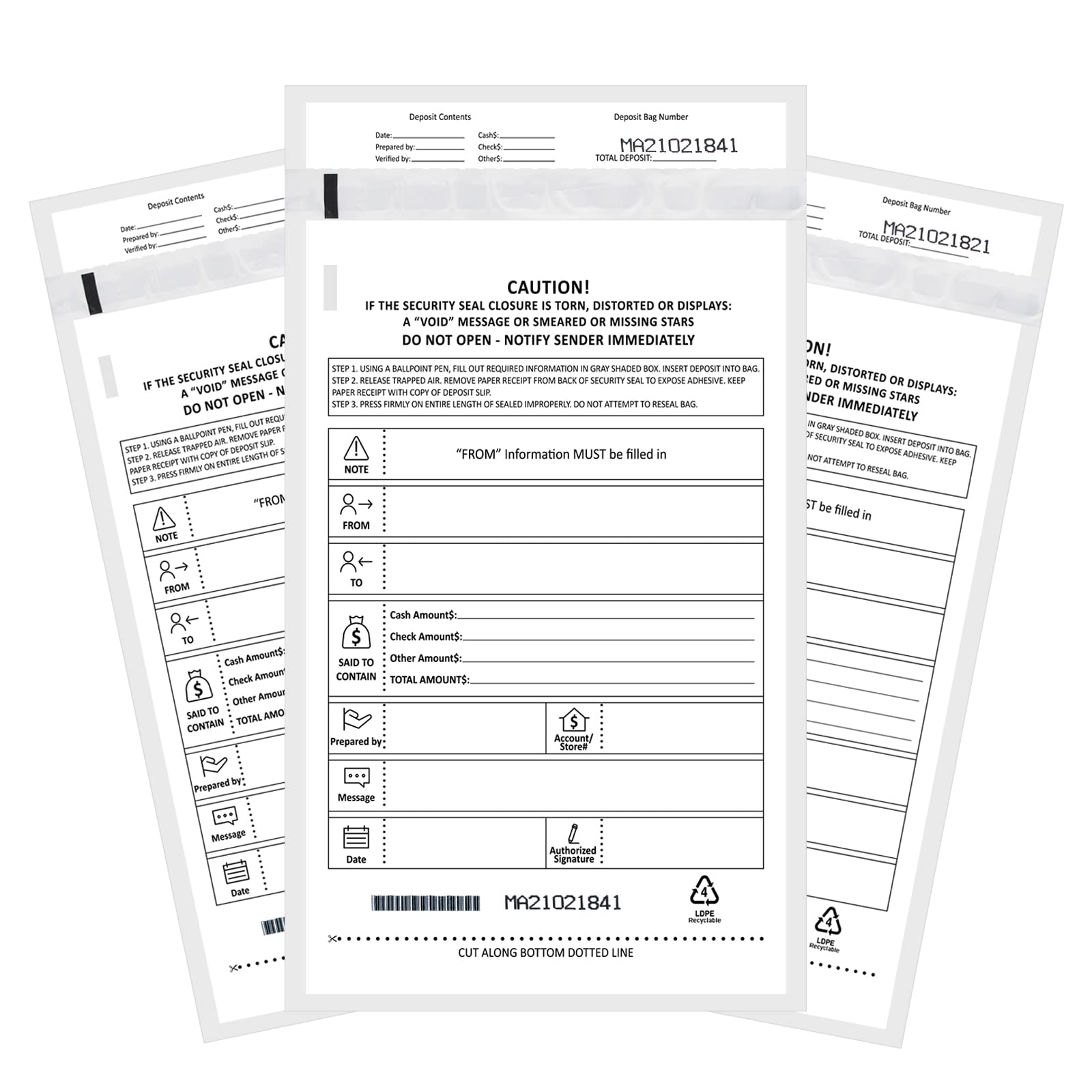 Belinlen Deposit Bags Security Pocket Bank 6 Inch X 9 Inch (White, 500 Pack)