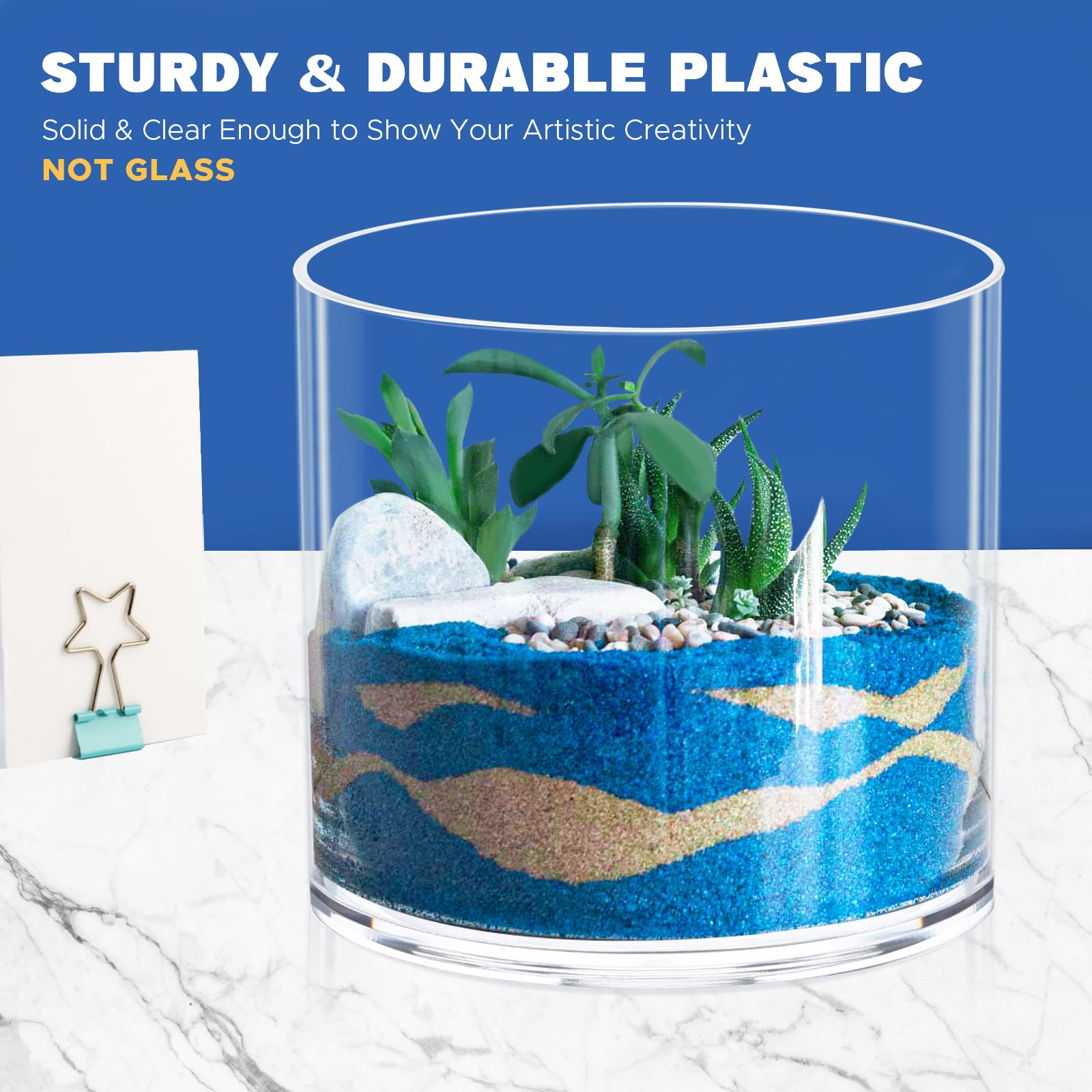 Flower Clear Plastic Vase Centerpiece For Home, Wedding Party, Clear Cylinder Wide Vase For Flowers, Decorative Wide Mouth Vase