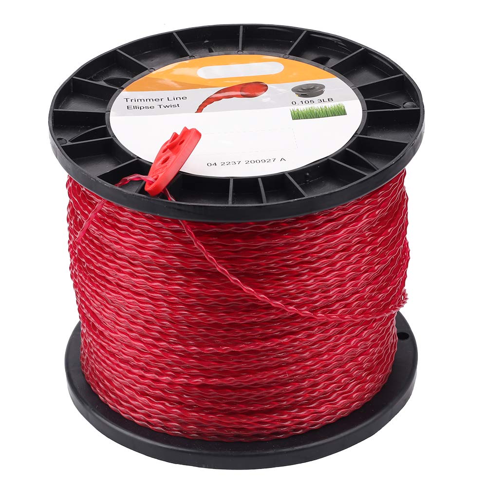 Dalom 2.7 Mm/.105' Round Trimmer Line Round Twist 3Lbs 690-Feet Red Color Includes Cutting Tool Weed String Trimmer Edger Line