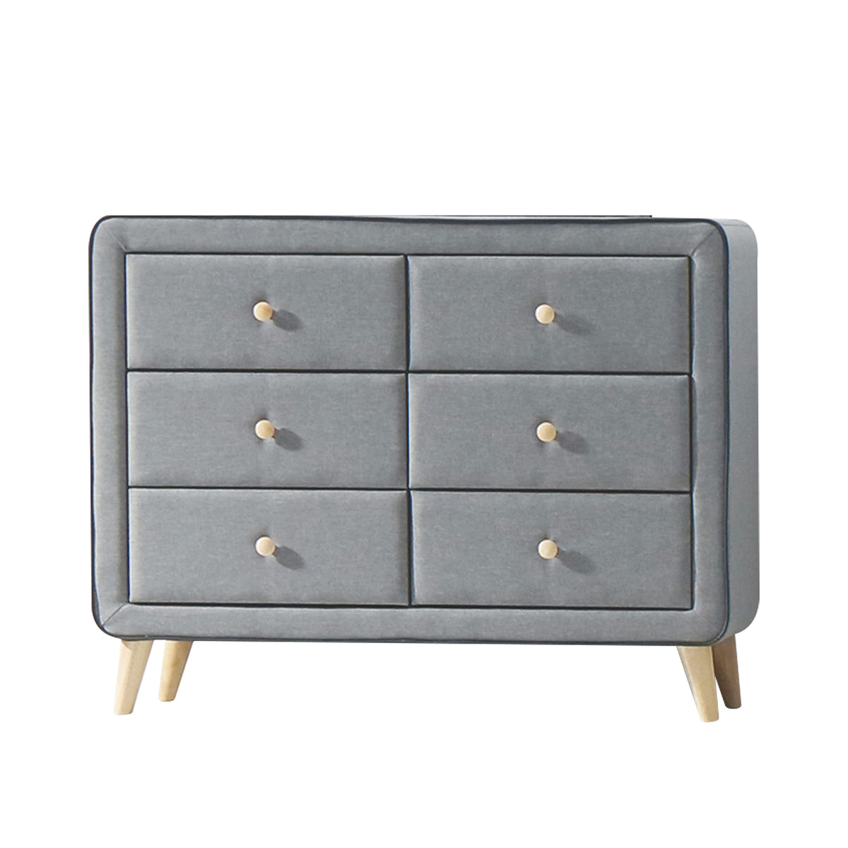 Acme Valda 6 Drawer Dresser in Light Gray Fabric