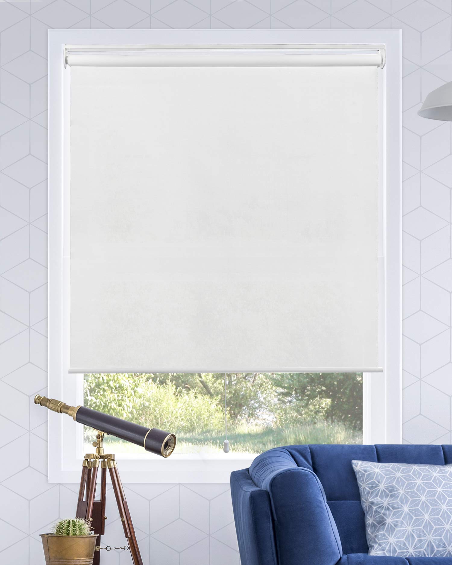 Chicology Cordless Roller Shades Snap-N'-Glide, Light FilteringPerfect for Living Room/Bedroom/Nursery/Office and More.Urban Whi