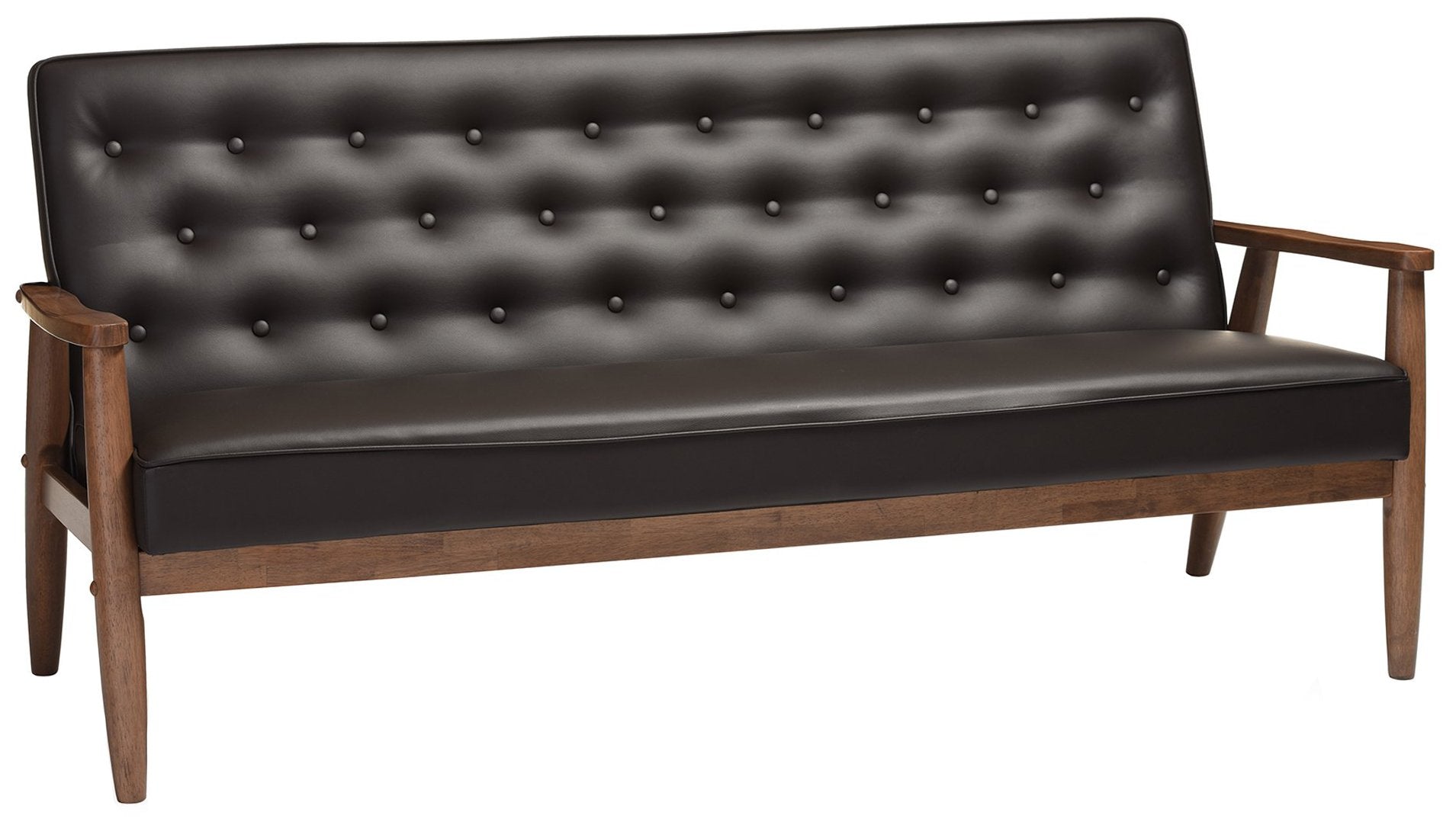 Baxton Studio Sorrento Sofas, 3 Seater, Brown