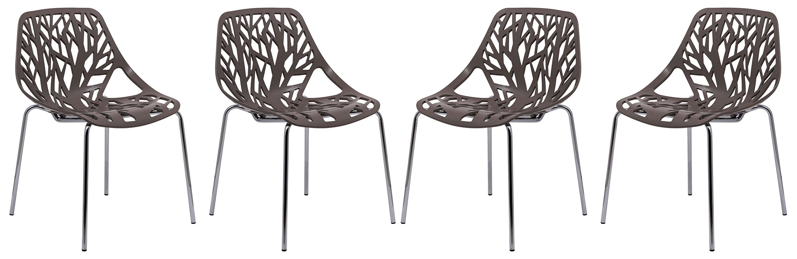 Modern Asbury Dining Chair w/ Chromed Legs, Set of 4