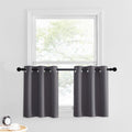 Nicetown Kitchen Valance Window Treatment Blackout Tiers For Small Window Short Curtain Farmhouse Grommet Country Window Cover For Living Room/Basement, W34 X L24, 2 Panels, Grey