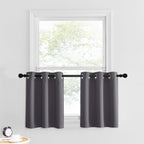 Nicetown Kitchen Valance Window Treatment Blackout Tiers For Small Window Short Curtain Farmhouse Grommet Country Window Cover For Living Room/Basement, W34 X L24, 2 Panels, Grey