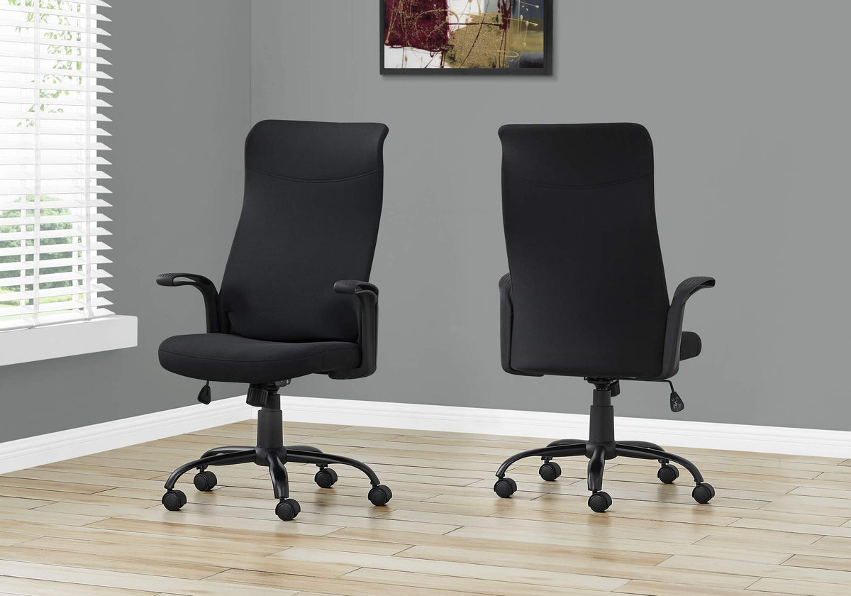 Monarch Specialties BLACK FABRIC/MULTI POSITION OFFICE CHAIR