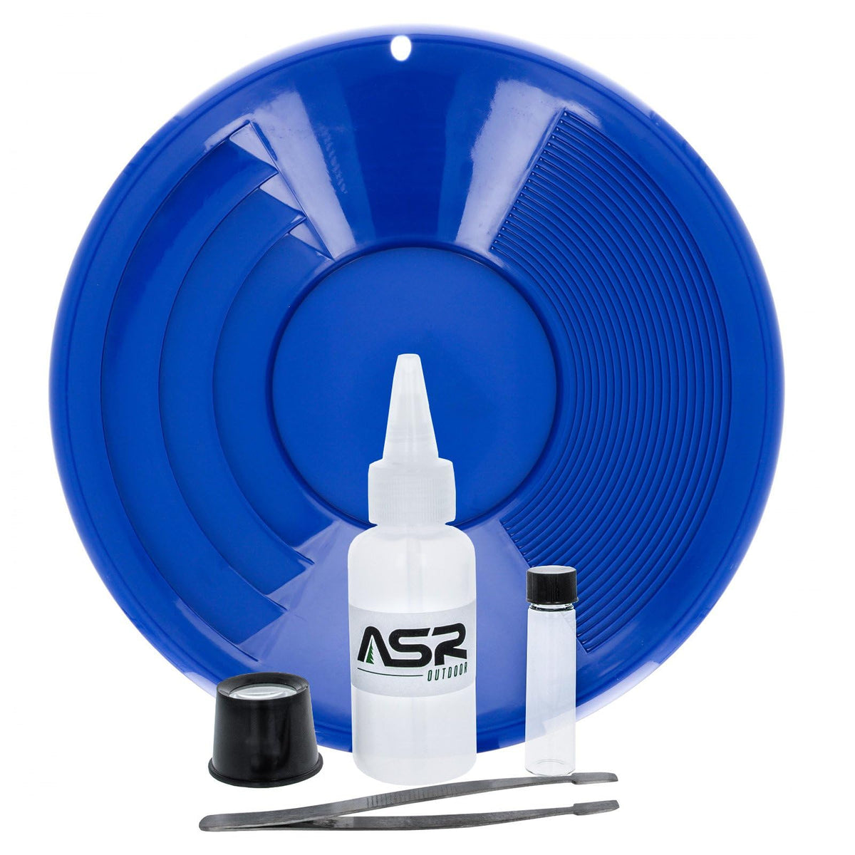 Asr Outdoor Gold Pan Gold Prospecting Beginners Kit, Vial, Snifter Bottle, 5 Piece Blue