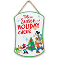 Disney Mickey Mouse and Friends Holiday Cheer Hanging Wood Wall Decor - Cute Mickey Mouse Christmas Sign