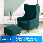 Maxijin Stretch Velvet Wingback Chair Slipcover 1-Piece Soft Stylish Plush Slipcovers For Wingback Chairs Thick Rich Velvet Wing