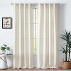 Jinchan Ivory Curtains For Living Room Bedroom Linen Textured Curtains 84 Inches Long Farmhouse Country Curtains Casual Weave Ba