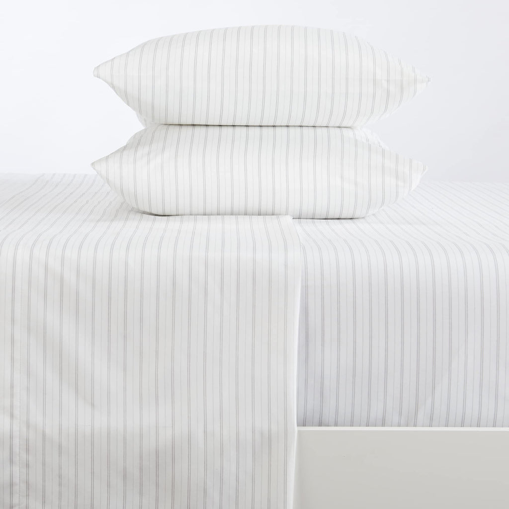 Great Bay Home 4-Piece Striped Lightweight Microfiber Twin Sheet Set. Wrinkle Free, Comfortable, Soft, All-Season Bed Sheets Adeline Collection - Dark Grey