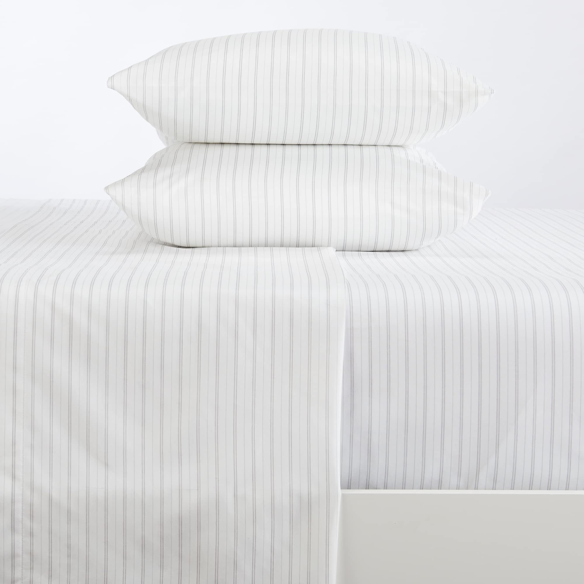 Great Bay Home 4-Piece Striped Lightweight Microfiber Twin Sheet Set. Wrinkle Free, Comfortable, Soft, All-Season Bed Sheets Adeline Collection - Dark Grey
