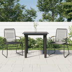 vidaXL 3-Piece Patio Dining Set - Black PVC Rattan with Powder-Coated Steel Frame and Solid Teak Wood - Includes Glass Table and Comfortable Chairs
