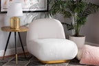 Baxton Studio Paiva Modern and Contemporary White Boucle Upholstered and Brushed Gold Finished Accent Chair