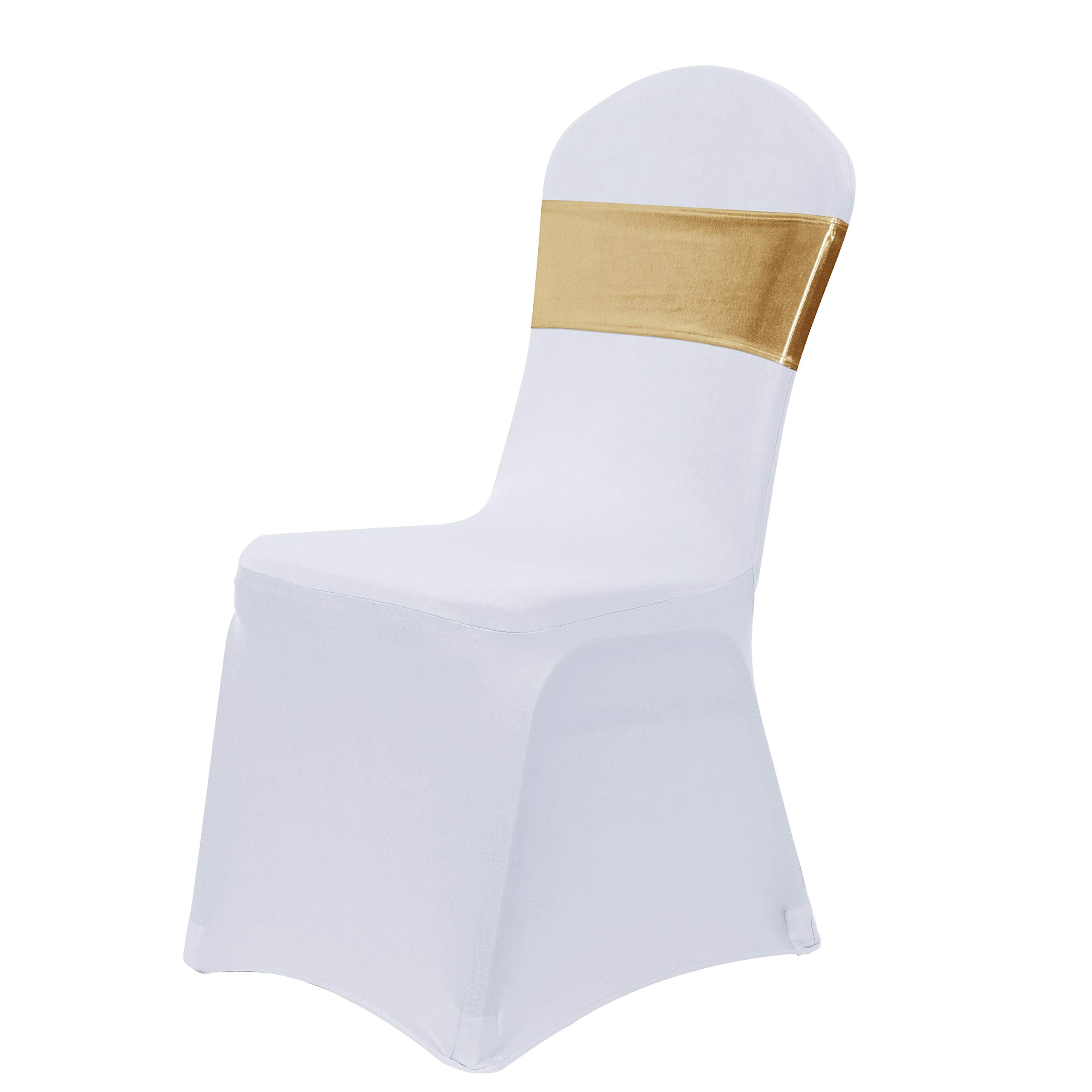 Obstal 50 Pcs Spandex Stretch Chair Sashes Bows For Wedding Reception- Universal Elastic Chair Cover Bands With Buckle Slider For Banquet, Party, Hotel Event Decorations Sashes