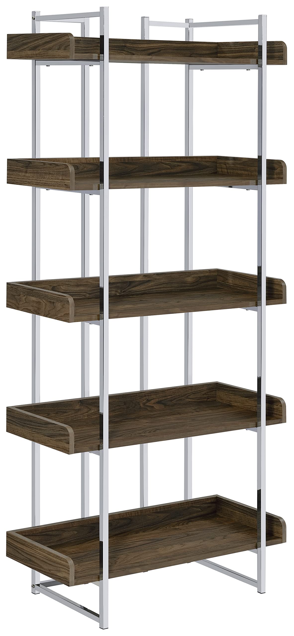 Coaster Home Furnishings Angelica 5-Shelf Bookcase Walnut and Chrome