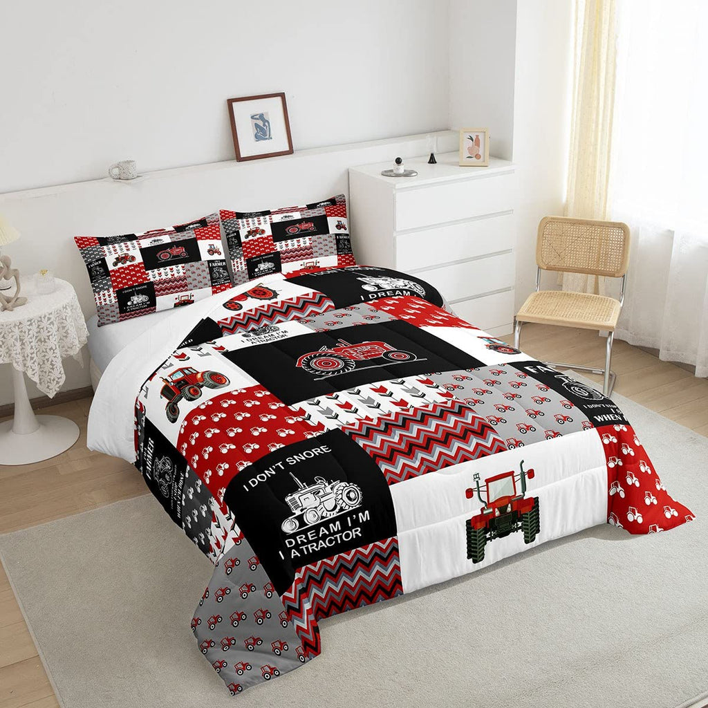 Feelyou Cartoon Tractor Comforter Set Farm Tractor Down Duvet For Kids Boys Toddler Vehicle Truck Bedding Set Harvester Excavato