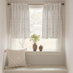 Jinchan Boho Kitchen Curtains Linen Tier Curtains 24 Inches Bohemian Small Cafe Curtains Gray Striped Farmhouse Curtains For Bat