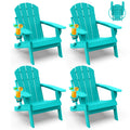 Greenvines Folding-Adirondack-Chairs-Set-Of-4 | Hdpe All-Weather | Firepit Chair | Cup Holder | Aqua | For Campfire Deck Backyard Patio Outdoor Poolside Lawn