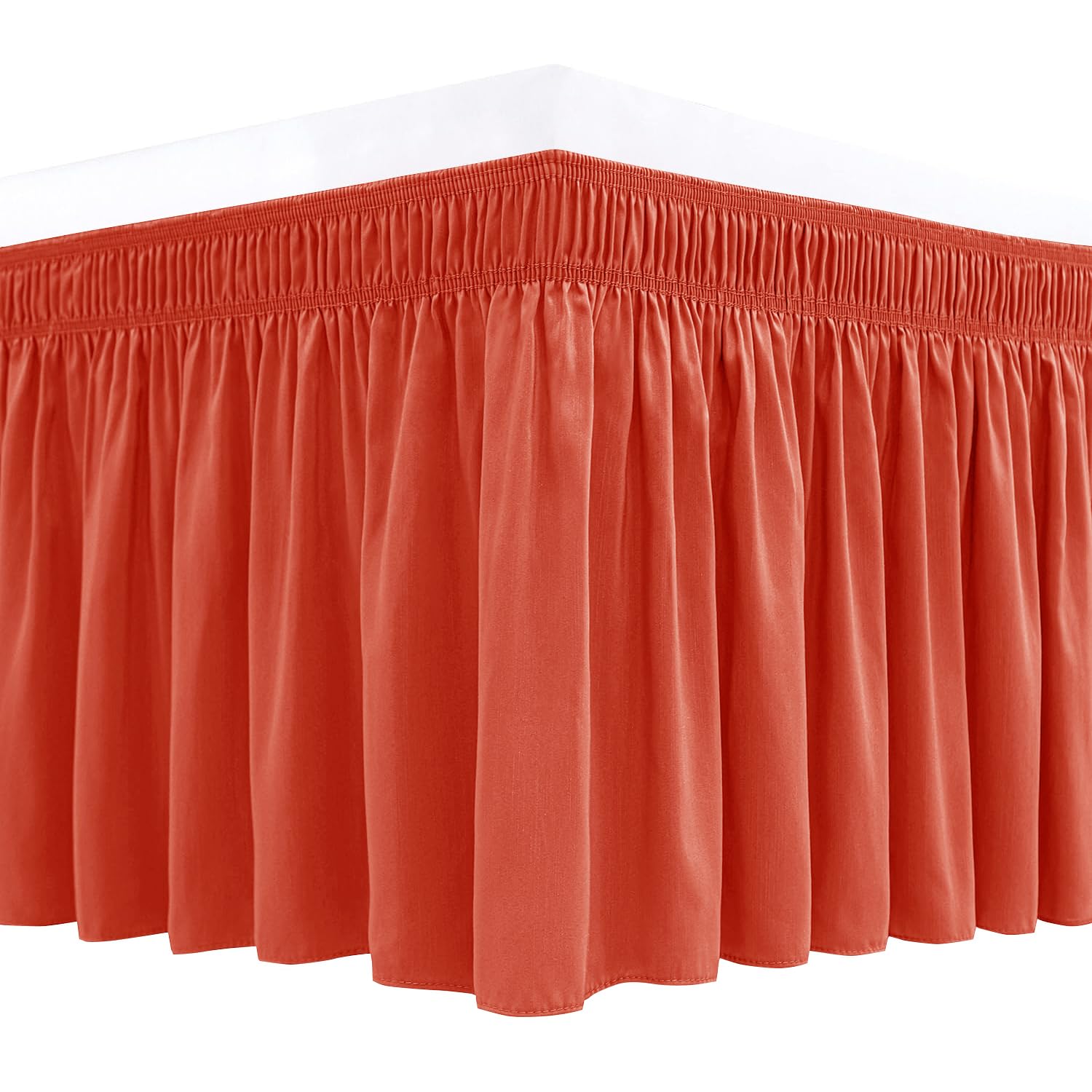 Biscaynebay Wrap Around Bed Skirts With Adjustable Belts For Twin & Twin Xl Beds 15' Drop, Coral Adjustable Elastic Dust Ruffle
