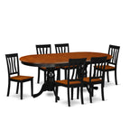 East West Furniture PLAN7-BCH-W 7 Piece Modern Dining Table Set Consist of an Oval Wooden Table with Butterfly Leaf and 6 Kitchen Dining Chairs, 42x78 Inch, Black & Cherry