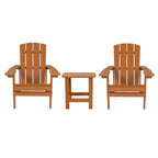 Flash Furniture Charlestown Commercial 2 Chair and Side Table Adirondack Set - Teak Poly Resin - Weather Resistant