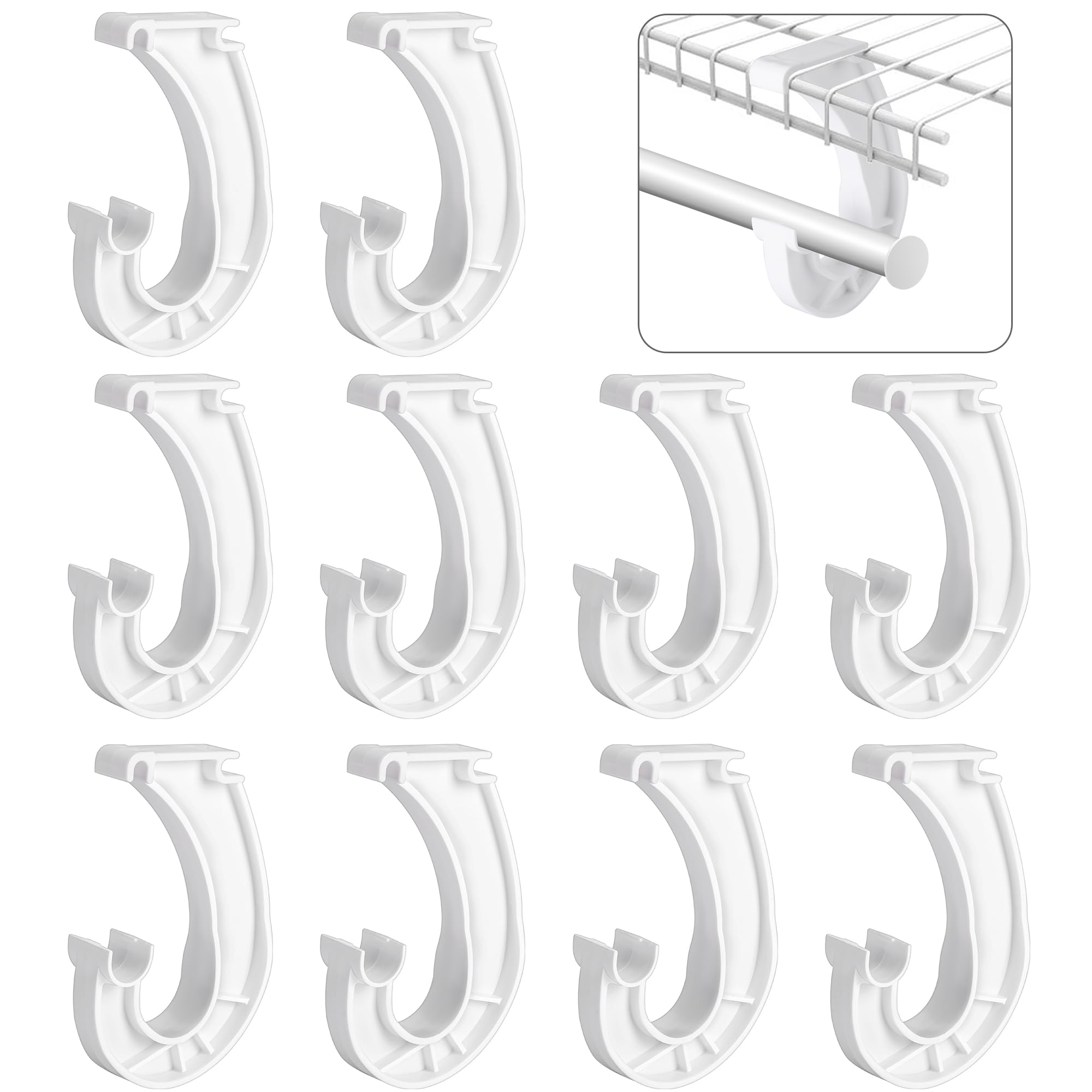 moonoom 10Pcs Hanging Closet Rod Support,3/4 Closet Shelf Rod Holder,Sturdy J-Shaped Closet Brackets for Hanging Clothes,Cabinet
