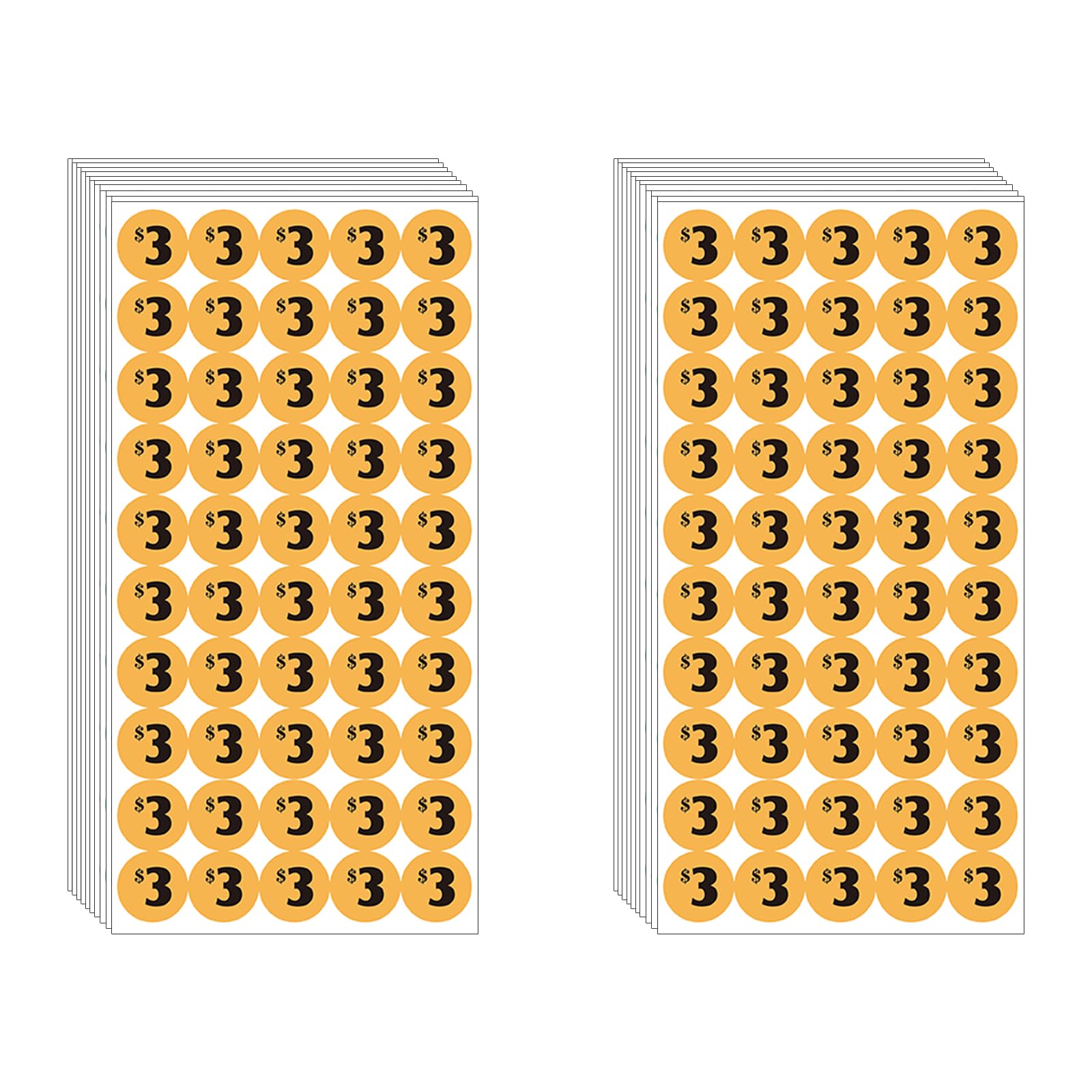 Dugutul 1000 Pcs $3 Color-Coded Price Stickers For Garage Sale And Flea Market, 3/4' Diameter - Bold Fonts, Clear Visibility, H