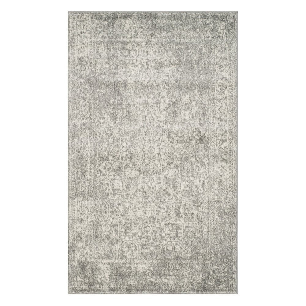 SAFAVIEH Evoke Collection 67 x 9 Silver / Ivory EVK256S Oriental Distressed Non-Shedding Living Room Bedroom Dining Home Offic