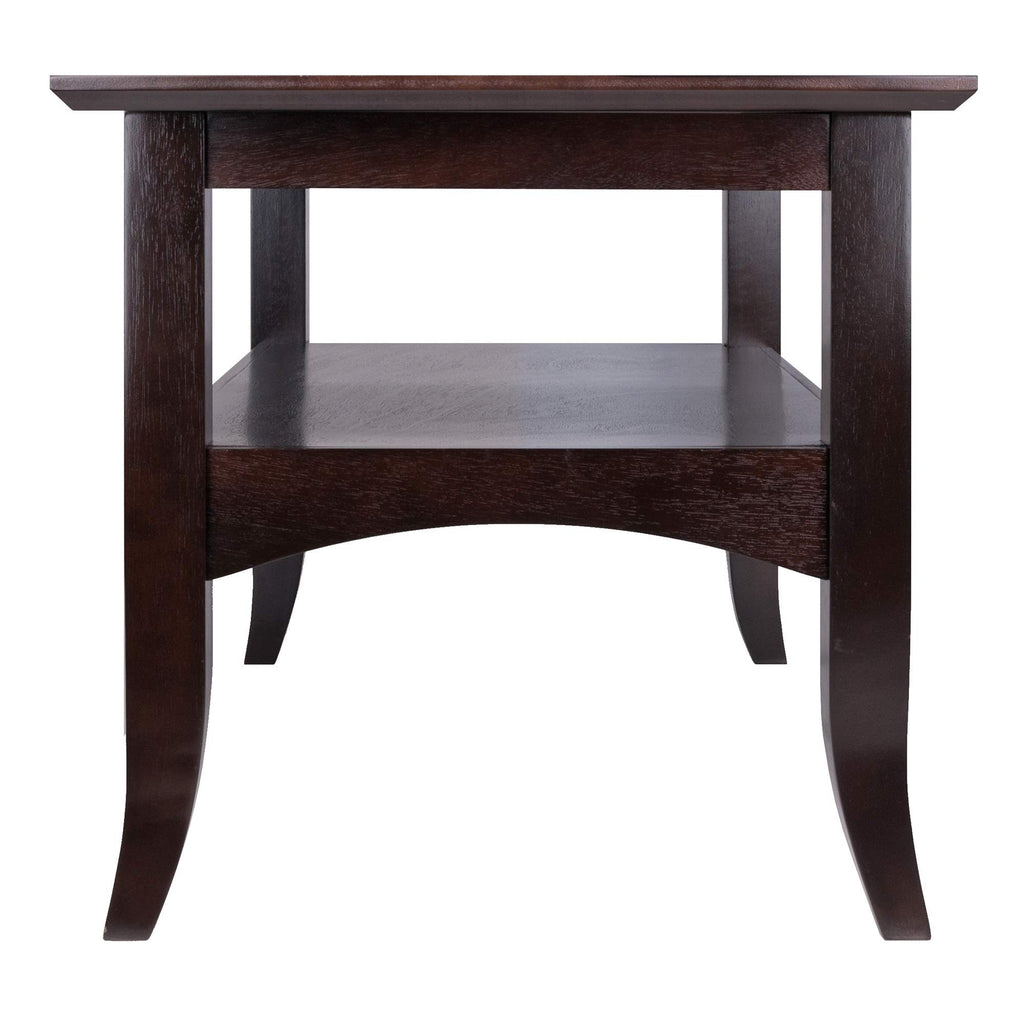 Ergode Wood Camden Coffee Table - Sophisticated Style, Durable Solid Wood, Spacious Surface & Lower Shelf for Storage, Coffee Finish, Easy Assembly.