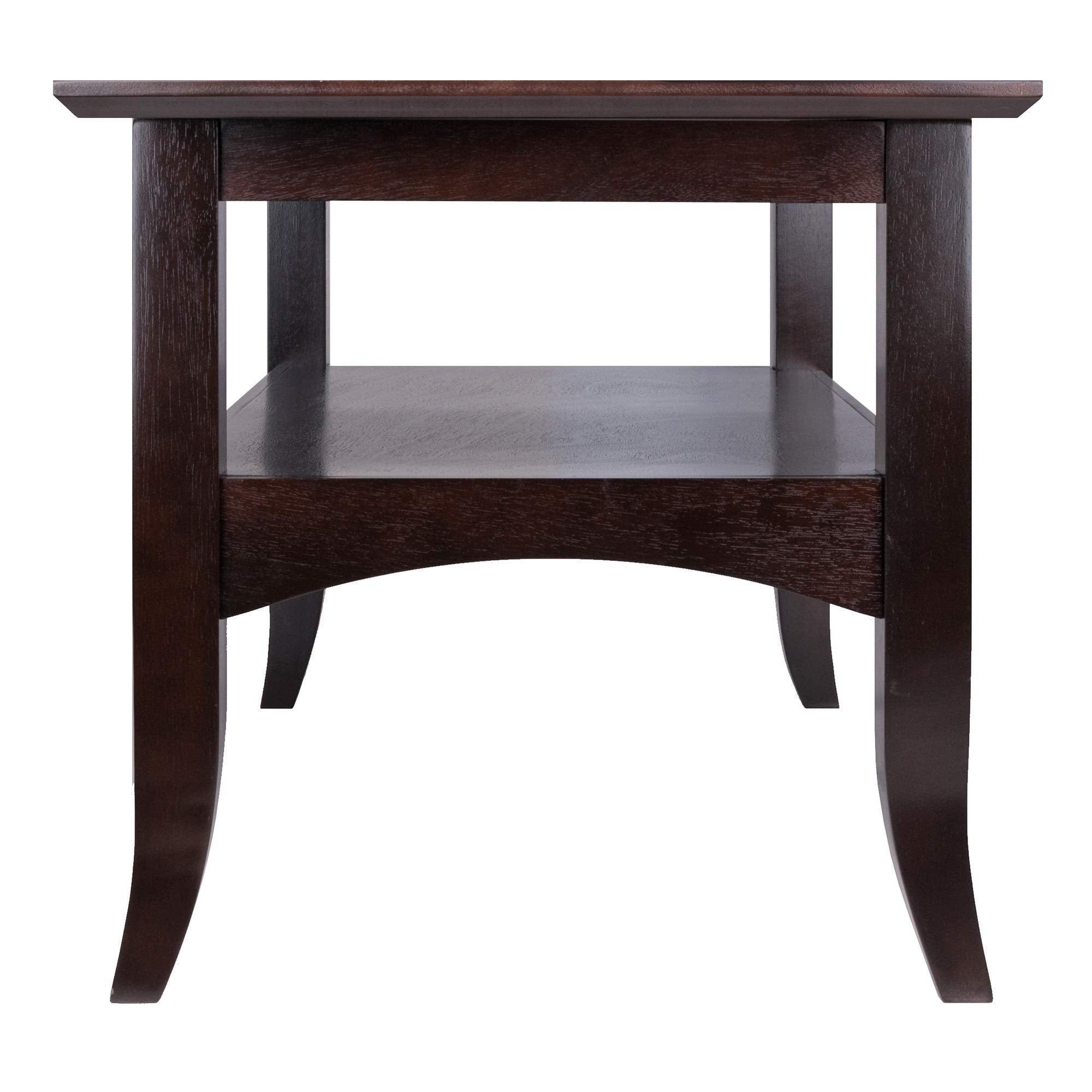 Ergode Wood Camden Coffee Table - Sophisticated Style, Durable Solid Wood, Spacious Surface & Lower Shelf for Storage, Coffee Finish, Easy Assembly.